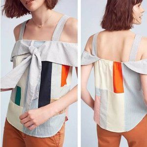 Maeve Medley Open Shoulder Patchwork Tank